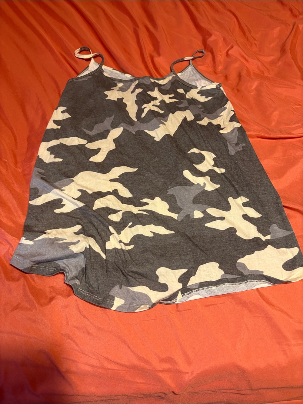 Zenana Outfitters Gray & White Camo Spaghetti Strap Tank